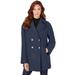 Plus Size Women's Modern A-Line Peacoat by Roaman's in Navy (Size 42/44) Wool Coat