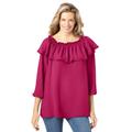 Plus Size Women's Ruffled Off-the-Shoulder Tunic by Woman Within in Bright Cherry (Size L)
