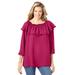 Plus Size Women's Ruffled Off-the-Shoulder Tunic by Woman Within in Bright Cherry (Size M)