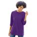 Plus Size Women's Perfect Three-Quarter Sleeve Crewneck Tee by Woman Within in Radiant Purple (Size L)