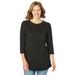 Plus Size Women's Perfect Three-Quarter Sleeve Crewneck Tee by Woman Within in Black (Size L)