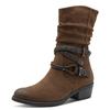 Cowboy Stiefelette MARCO TOZZI, Damen, Gr. 36, braun (dunkelbraun), Nubuklederimitat, used, klassisch, Schuhe Cowboyboots Cowboy-Stiefelette Stiefelette, Blockabsatz, Kurzstiefel, Westernstiefelette mit Flecht-Zierriemchen