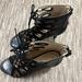 Nine West Shoes | Lace Up Black Heels Size 6 Euc | Color: Black | Size: 6