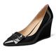 Mettesally Womens Court Shoes Wedge High Heel Pumps Ladies Comfort Pointed Toe Heeled Party Occasion Slip On Heels Dress Shoes Black UK6