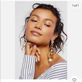 Free People Jewelry | Free People Round The Town Hoops / Gold/ Pearl Earrings | Color: Gold/White | Size: Os