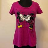 Disney Tops | Disney Mickey & Minnie Kissing Love Medium T-Shirt | Color: Black/Purple | Size: M