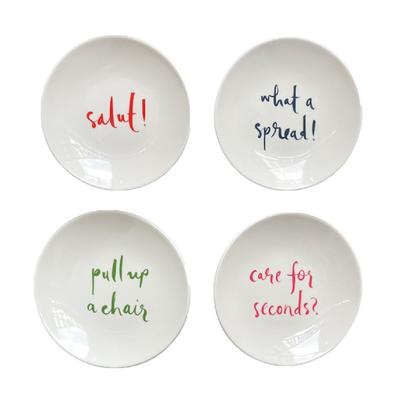 Kate Spade Kitchen | Kate Spade Set Of 4 Appetizer Plates - Fantastic Condition | Color: Green/Pink | Size: Os