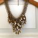 Anthropologie Jewelry | Anthropologie Cascading Flower Bud/Crystal Statement Necklace | Color: Gold/White | Size: 16”