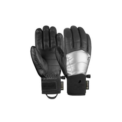 Skihandschuhe REUSCH "Feather GORE-TEX", Damen, Gr. 8,5, silber (silberfarben, schwarz), 50% Polyester, 30% Ziegenleder, 15% Polyamid, mehrfarbig, feminin, Handschuhe, mit wasserdichter Funktionsmembran Image