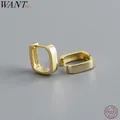 WANTcloser-Boucles d'oreilles créoles carrées punk simples en argent regardé 925 pour hommes et