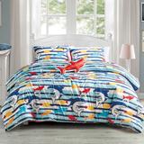 DCP 4 Piece All Season Bedding Comforter Set, Ultra Soft Polyester Elegant Bedding Comforters——Blue with Ocean Life