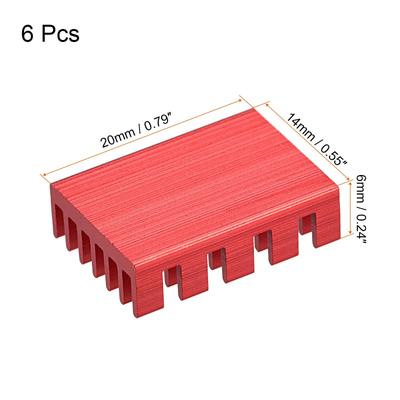 Electronic Radiators Aluminium Heatsink 20x14x6mm for CPU Pack of 6