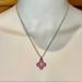 Coach Jewelry | Coach Pink Enamel Crystal Floral Pendant .925 Sterling Silver Necklace | Color: Pink/Silver | Size: 18” In Length