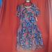 Lularoe Dresses | Lularoe Amelia Dress With Zipper And Pockets Sz Medium | Color: Blue/Red | Size: M
