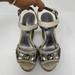 Coach Shoes | Coach Womens Shoes 9b Wedge Ankle Strap Sandal | Color: Cream/Silver | Size: 9b