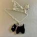 Coach Jewelry | Coach Black Enamel Crystal Scottish Terrier Dog Pendant .925 Sterling Necklace | Color: Black/Silver | Size: 18” In Length