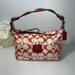 Coach Bags | Coach Signature Canvas Leather Trim Shoulder Bag Red Small | Color: Red/White | Size: 7” X 5” X 3”