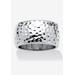 Women's Hammered Silvertone Wide Band Ring (10mm) by PalmBeach Jewelry in Silver (Size 10)