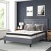 Lark Manor™ Aluino Tufted Platform Bed w/ 10in. Pocket Spring Mattress Upholstered/Metal/Polyester in Gray | 50.75 H x 66 W x 85.75 D in | Wayfair