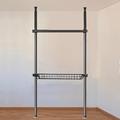 Telescopic Garment Rack Heavy Duty Portable Garment 2 Poles 2 Bars Wardrobe Organizer Movable Hanging Rail Garment Rack Crossbar 0.7-1.1 Meters Retractable Pole 1.1-3.1 Meters Retractable