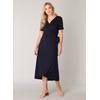 Wickelkleid BASE LEVEL "Yvie", Damen, Gr. 44, N-Gr, blau (navy dunkelblau), Jersey, Obermaterial: 94% Viskose, 6% Elasthan, unifarben, feminin, figurumspielend ca. Mitte Wade, V-Ausschnitt, Kurzarm abgesteppt, Kleider, In bequemer, elastischer Qualität