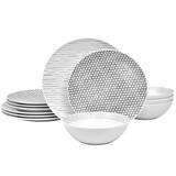 Noritake Hammock 12-Piece Dinnerware Set - Coupe, Service for 4 Porcelain/Ceramic in Gray | Wayfair 9353-12A