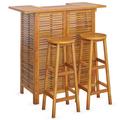 Red Barrel Studio® 3 Piece Patio Bar Set Solid Wood Acacia Wood in Brown | 41.3 H in | Wayfair 445747B393D9444D8752230C1CA4E371