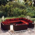 Latitude Run® 11 Piece Patio Lounge Set w/ Cushions Poly Rattan Synthetic Wicker/All - Weather Wicker/Wicker/Rattan in Brown | Wayfair