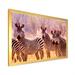 Ebern Designs African Zebra Family Portrait - Photograph on Canvas Metal in Black/Indigo/White | 16 H x 32 W x 1 D in | Wayfair