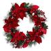 Vickerman 703052 - 28" Merry Red Poinsettia Decoratd Wreath (L225428) Christmas Wreath Ornament