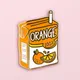 Boîte à jus d'orange en émail dur épingle de dessin animé Kawaii broches dorées de jus de fruits