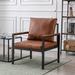 Modern Faux Leather Accent Chair with Black Powder Coated Metal Frame, Single Sofa for Living Room Bedroom Furniture