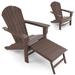 Patio HDPE Adirondack Chair with Retractable Ottoman - 29" x 53" x 37.5" (L x W x H)