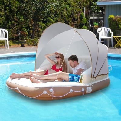 Inflatable Pool Float Lounge Swimming Raft - 71" x 71" x 63" (canopy is included)