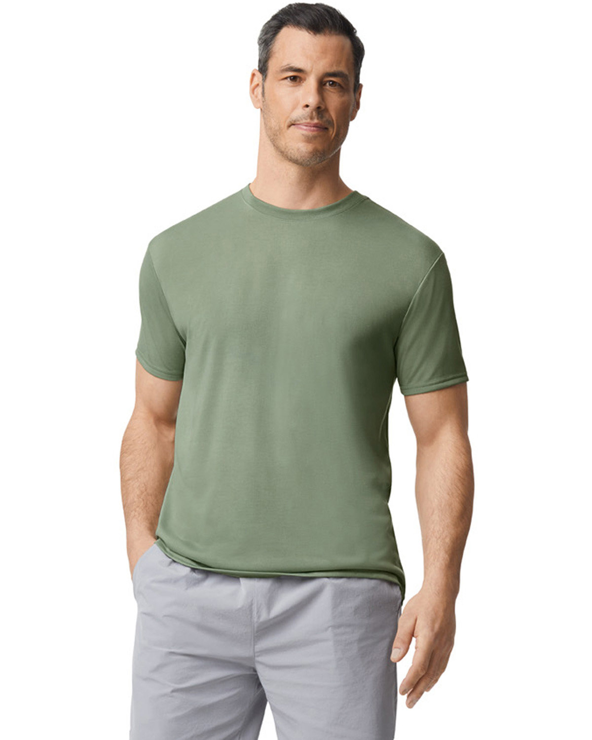 Gildan G420 Athletic Performance T-Shirt in Sage size Large | Polyester 42000, G42000