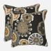 Pillow Perfect Outdoor Crosby Ebony 16.5-inch Throw Pillow (Set of 2) - 16.5 X 16.5 X 5 - 16.5 X 16.5 X 5