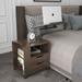 Height Adjustable Wooden Nightstand with Swivel Top, 2 Drawers, Wheels