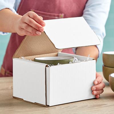 Lavex 6" x 6" x 4" White Tuck Top Corrugated Mailer - 50/Case