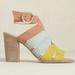 Anthropologie Shoes | Anthropologie Seychelles Completely Engaged Suede Pastel Block Heel Sandal 8.5 | Color: Pink/Yellow | Size: 8.5