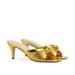 Gucci Shoes | Crawford Mid-Heel Metallic Leather Gucci Sandals | Color: Gold | Size: 7.5