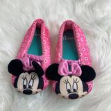Disney Shoes | Disney Minnie Mouse Head Little Girls Sz L 9 10 Pink Slippers Floral | Color: Pink | Size: Little Girls L 9 10
