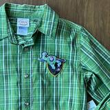 Disney Shirts & Tops | Disney Buzz Lightyear Toy Story Boy Collared Button Shirt Medium 7/8 Green Plaid | Color: Green/Yellow | Size: Mb