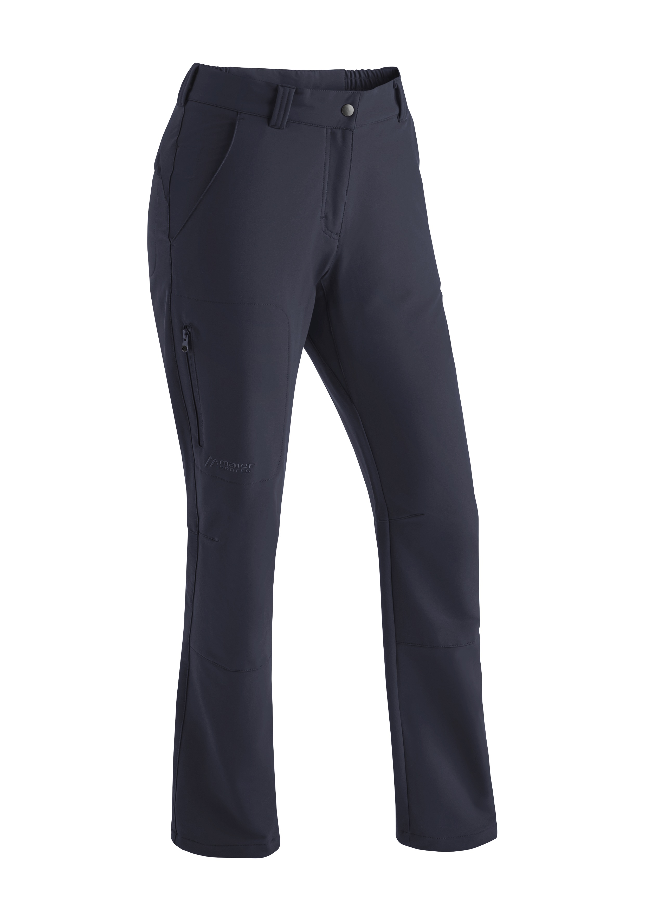 Funktionshose MAIER SPORTS "Helga", Damen, Gr. 40, Normalgrößen, blau (dunkelblau), 91% Polyester, 9% Elasthan, Hosen, warme Damen Outdoorhose, robuste Wanderhose, Regular Fit Image