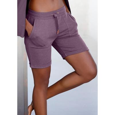 Bermudas BENCH. LOUNGEWEAR, Damen, Gr. 40/42, N-Gr, lila (mauve, meliert), Sweatware, Obermaterial: 60% Baumwolle, 40% Polyester, unifarben, meliert, Basic, Basic ca. Mitte Oberschenkel, Hosen, mit aufgeschlagenen Beinsäumen und seitlichen Taschen,... Image
