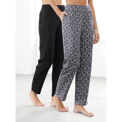 Schlupfhose, Damen, Gr. 42, Normalgrößen, schwarz (schwarz, schwarz, bedruckt), 100% Baumwolle, gemustert, mehrfarbig, unifarben, lang, Hosen Image