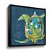 Bay Isle Home™ Chentes Turtle on Blue - Painting on Canvas in Blue/Green | 10 H x 10 W x 2 D in | Wayfair 656E9FEDAED647FCB651986A325ED90A