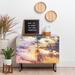 Wrought Studio™ Shannon Clark Cosmic 2 Door Credenza Cabinet Wood/Metal in Brown/Gray/Orange | 30 H x 38 W in | Wayfair