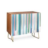 Mercer41 Mareike Boehmer Pastel Stripes 2 2 Door Credenza Cabinet Wood in Green/White/Black | 30 H x 38 W in | Wayfair