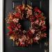 Primrue Mocha Peony, Burgundy Hydrangea & Blush Chrysanthemum Faux Floral Front Door Fall Wreath Silk | 26 H x 26 W x 6 D in | Wayfair