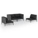 Latitude Run® 4 Piece Patio Lounge Set w/ Cushions Poly Rattan Dark Gray Wicker/Rattan in Black/Gray | 24 H x 29.6 D in | Wayfair